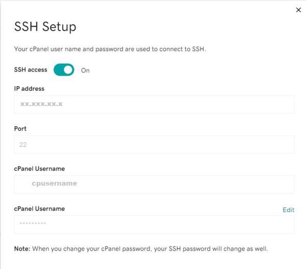 enable ssh in godaddy