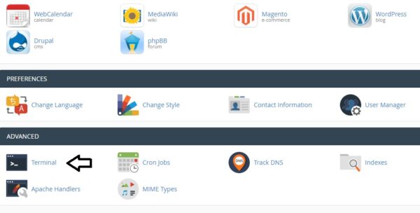 terminal in cpanel