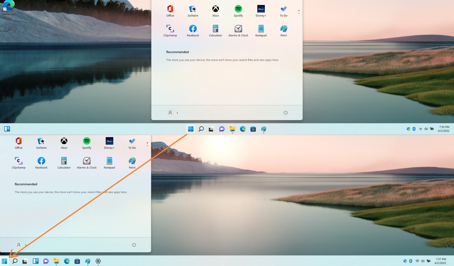 How to move taskbar and start menu to the left